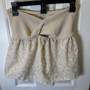 Cream Strapless eyelet lace Top